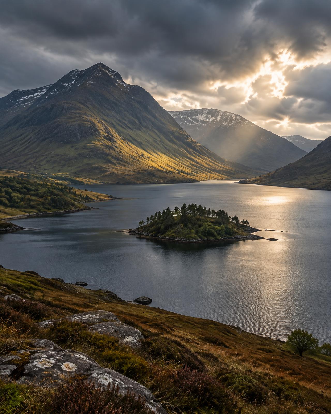 Mountains rising above a Scottish loch (placeholder image)